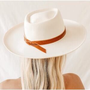 Lack Of Color White Hat with Brown Band